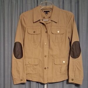 Tommy Hilfiger Tan Utility Jacket with Brown Elbow Patches
